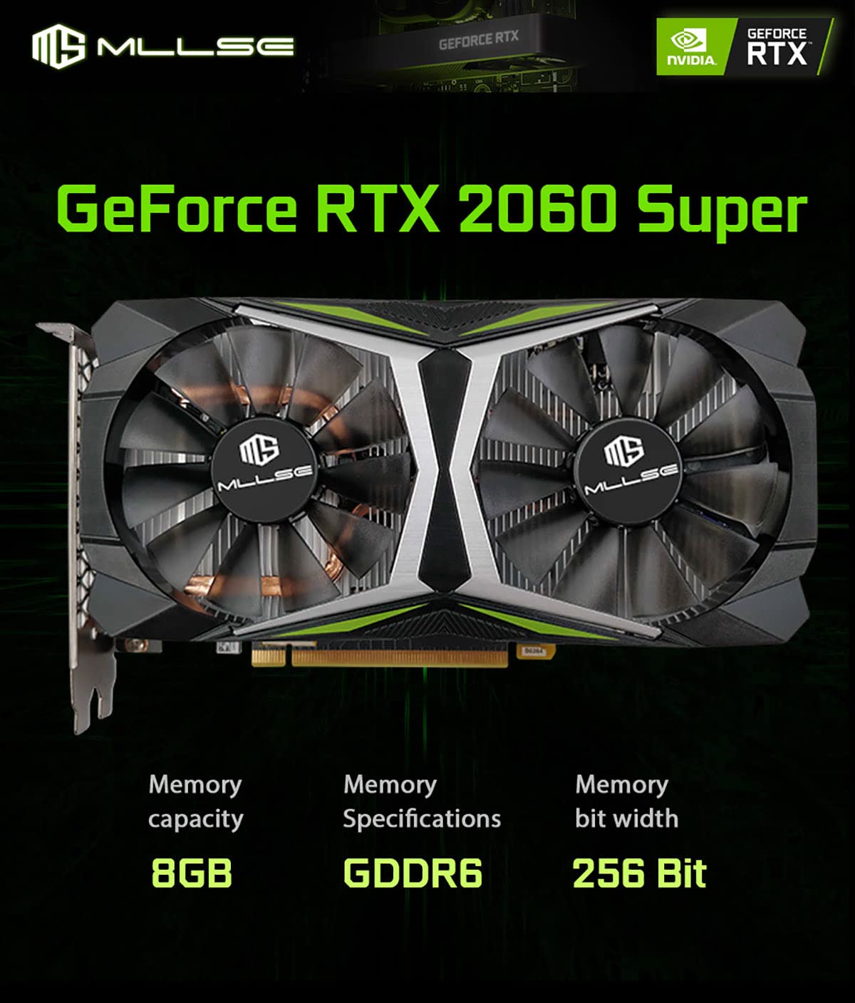 Mllse RTX 2060 Super 8GB Placa Gráfica GDDR6 256Bit PCI Express